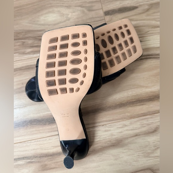 Christine SheII Black Woven Kitten Heel Slide Sandals Size 37. 6 1/2 - Picture 5 of 5